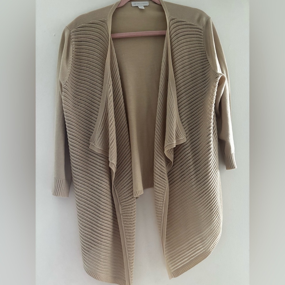 Beige or Tan cardigan Open-Front Sweater